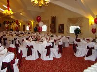 White Cover with Burgundy Sash and Burgundy Runners